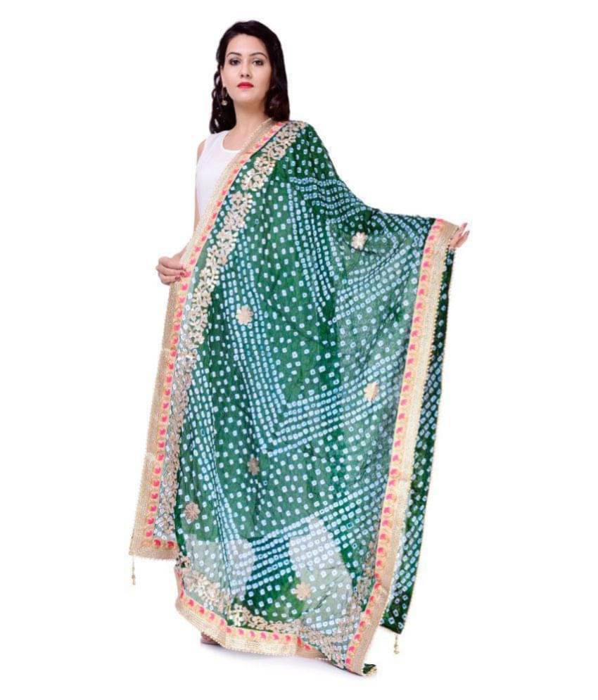 Raj Green Art Silk Tie & Dye Dupatta Raj Green Art Silk Tie & Dye Dupatta