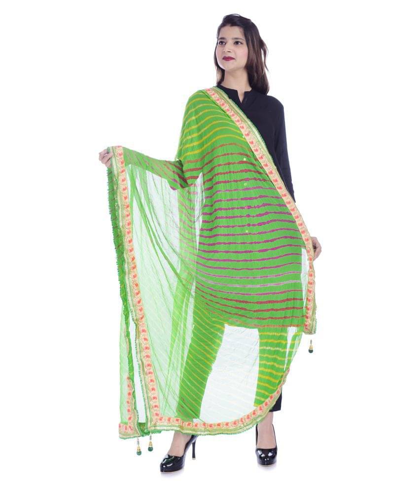     			Raj Green Chiffon Leheria Dupatta