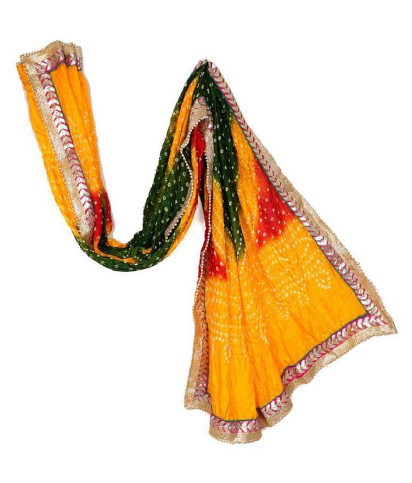Raj Multicoloured Art Silk Bandhej Dupatta Raj Multicoloured Art Silk Bandhej Dupatta