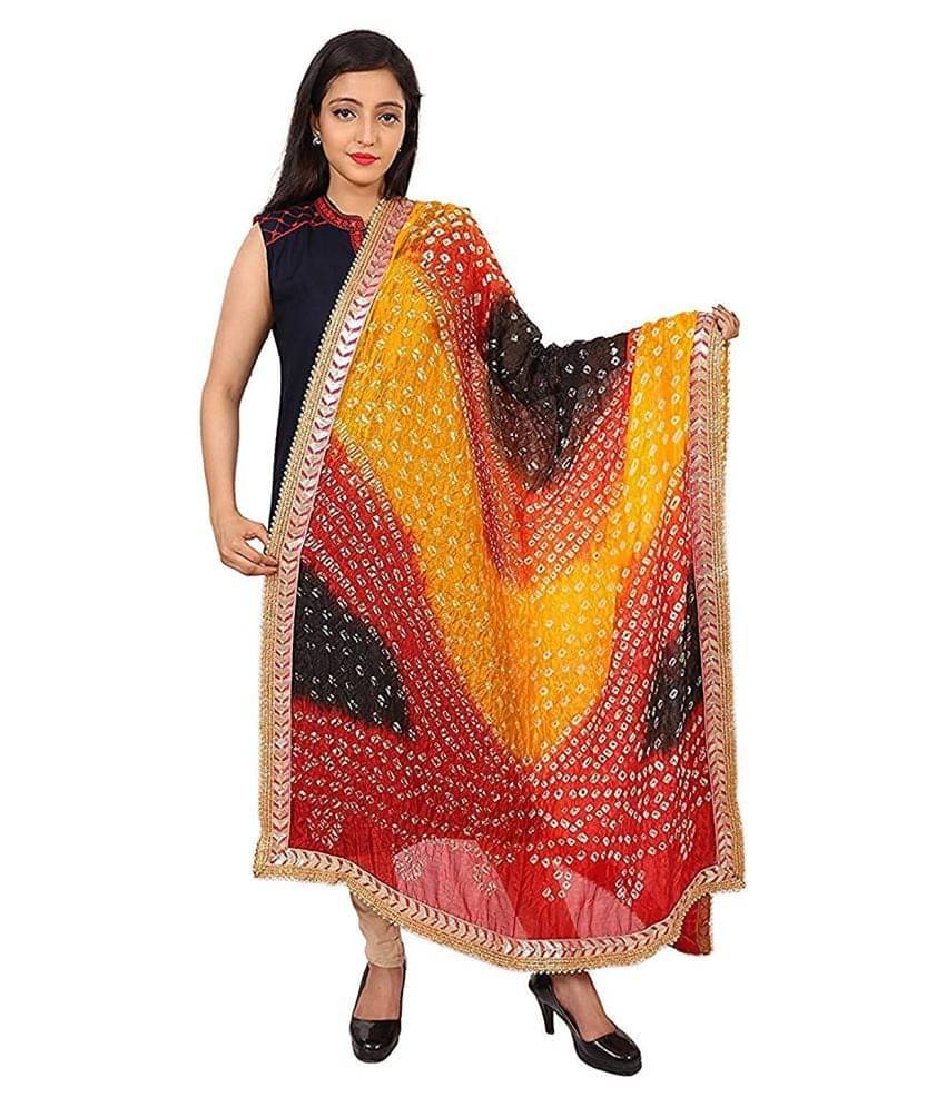     			Raj Multicoloured Art Silk Bandhej Dupatta