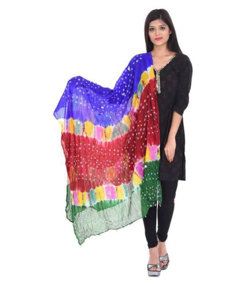 Raj Multicoloured Art Silk Bandhej Dupatta Raj Multicoloured Art Silk Bandhej Dupatta