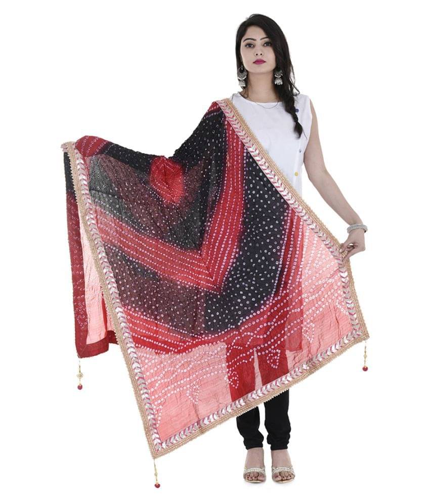 Raj Multicoloured Art Silk Bandhej Dupatta Raj Multicoloured Art Silk Bandhej Dupatta