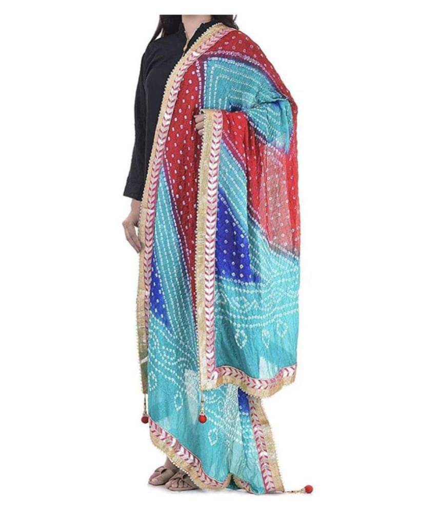 Raj Multicoloured Art Silk Bandhej Dupatta Raj Multicoloured Art Silk Bandhej Dupatta