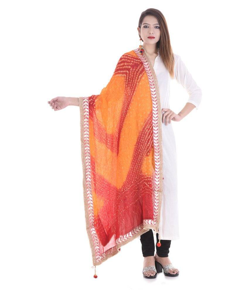 Raj Multicoloured Art Silk Bandhej Dupatta Raj Multicoloured Art Silk Bandhej Dupatta