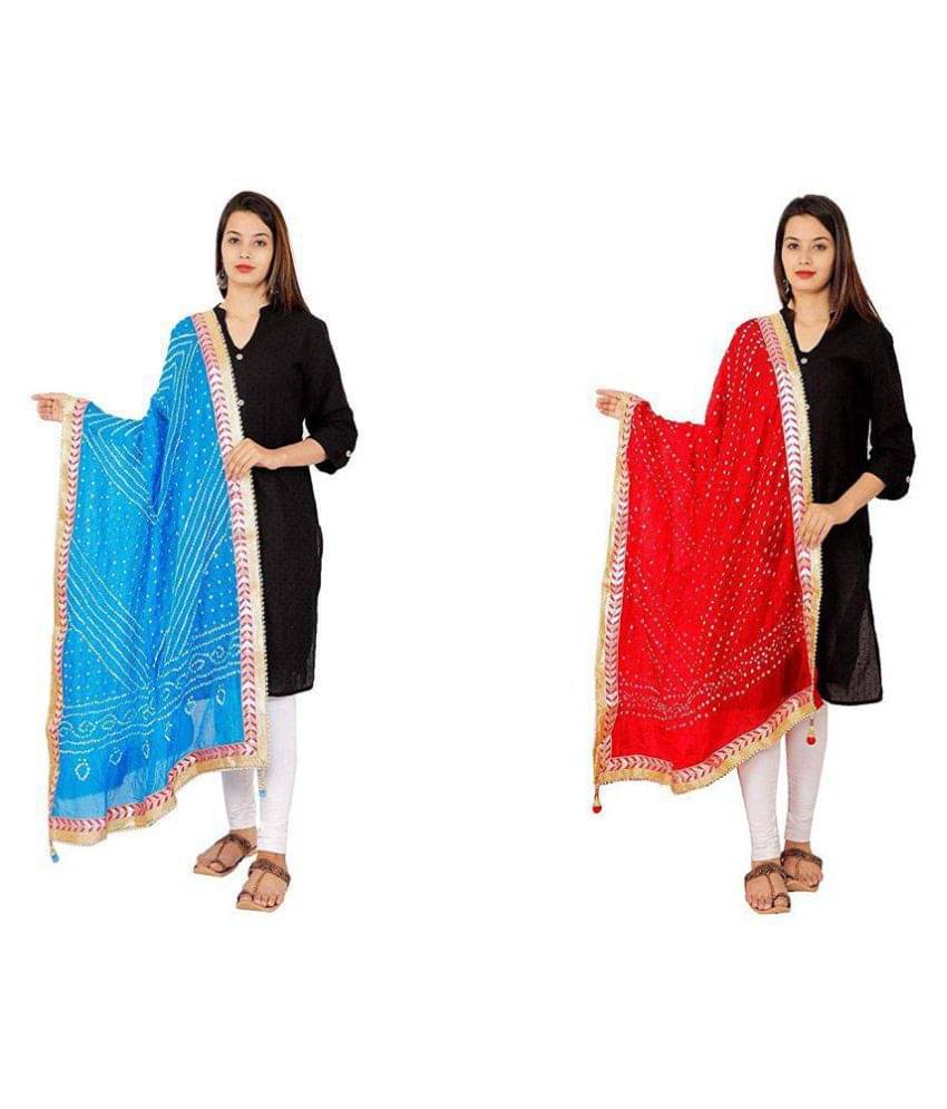 Raj Multicoloured Art Silk Bandhej Dupatta Raj Multicoloured Art Silk Bandhej Dupatta
