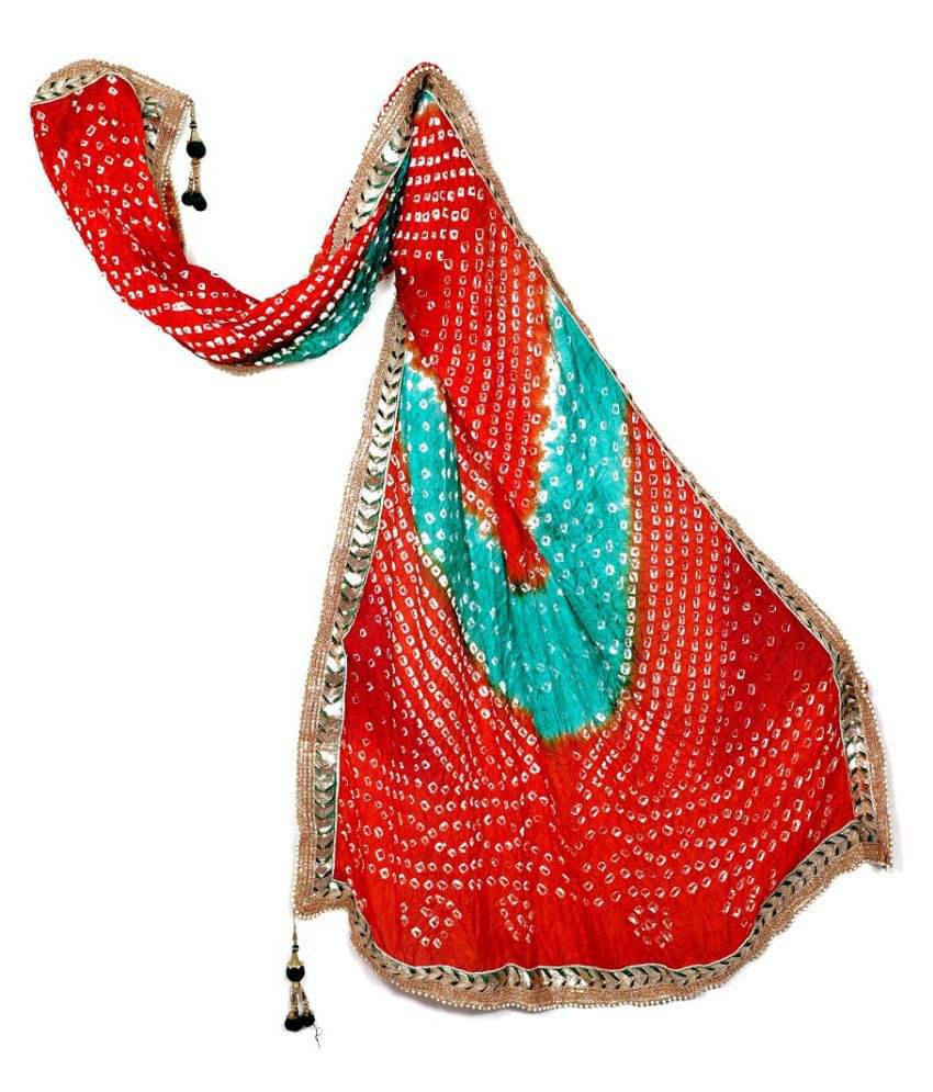 Raj Multicoloured Art Silk Bandhej Dupatta Raj Multicoloured Art Silk Bandhej Dupatta