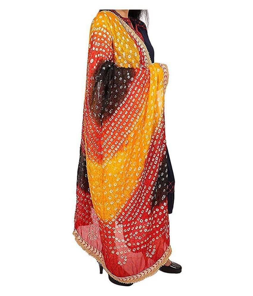     			Raj Multicoloured Art Silk Bandhej Dupatta