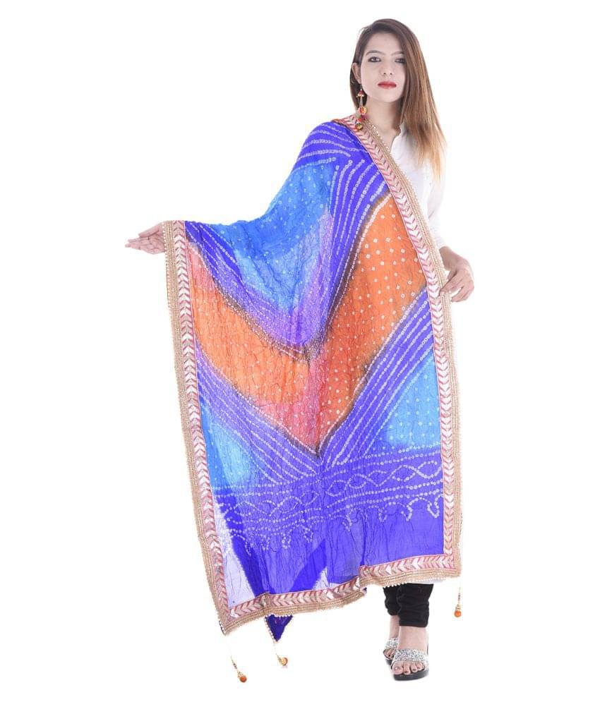 Raj Multicoloured Art Silk Bandhej Dupatta Raj Multicoloured Art Silk Bandhej Dupatta