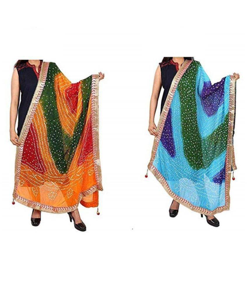     			Raj Multicoloured Art Silk Bandhej Dupatta