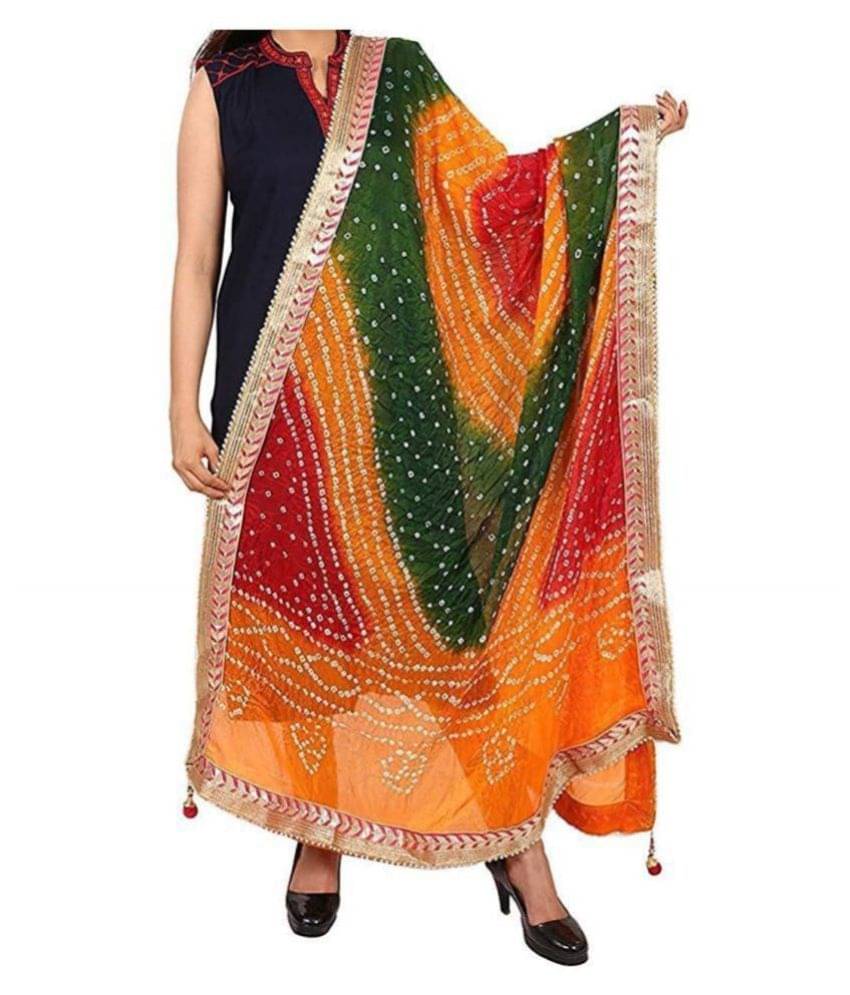     			Raj Multicoloured Art Silk Bandhej Dupatta