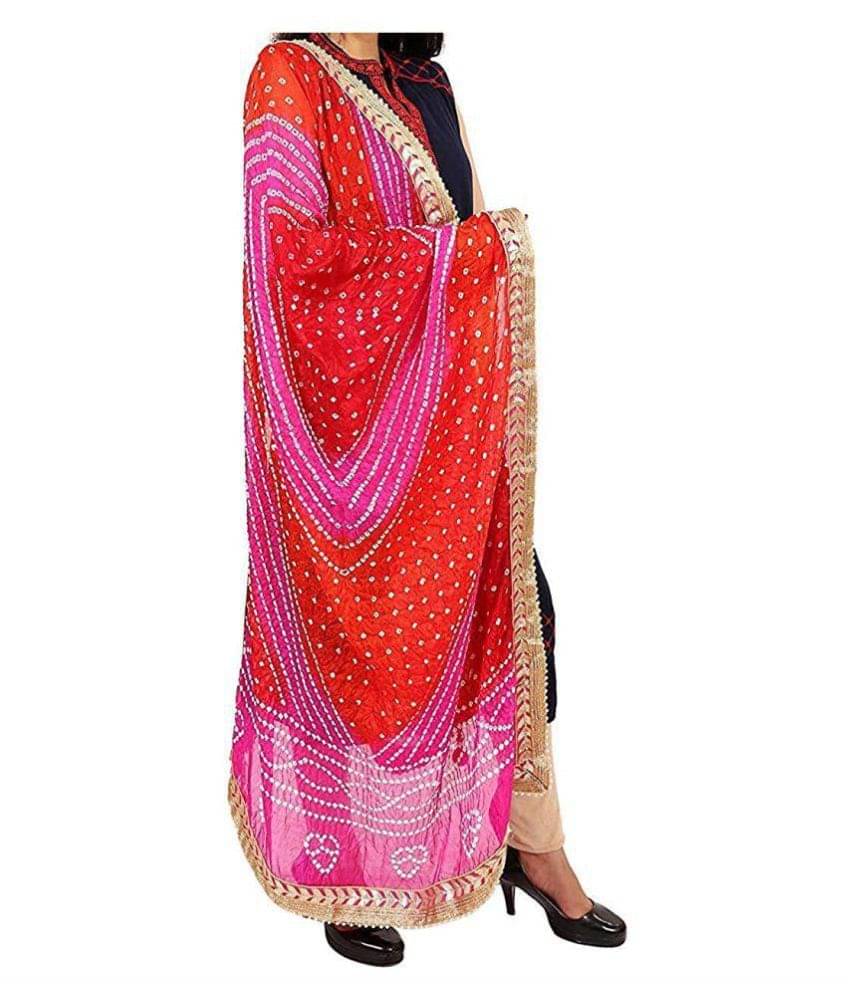 Raj Multicoloured Art Silk Bandhej Dupatta Raj Multicoloured Art Silk Bandhej Dupatta