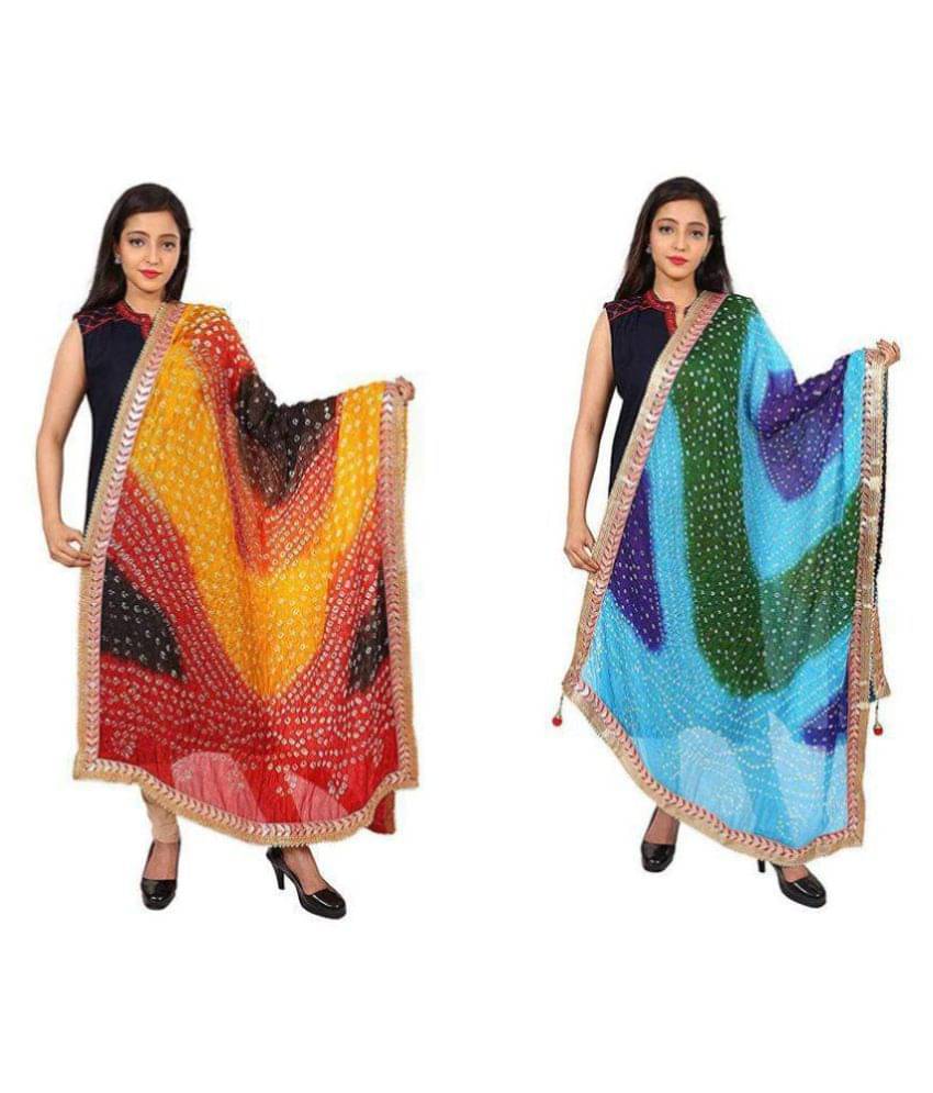     			Raj Multicoloured Art Silk Bandhej Dupatta