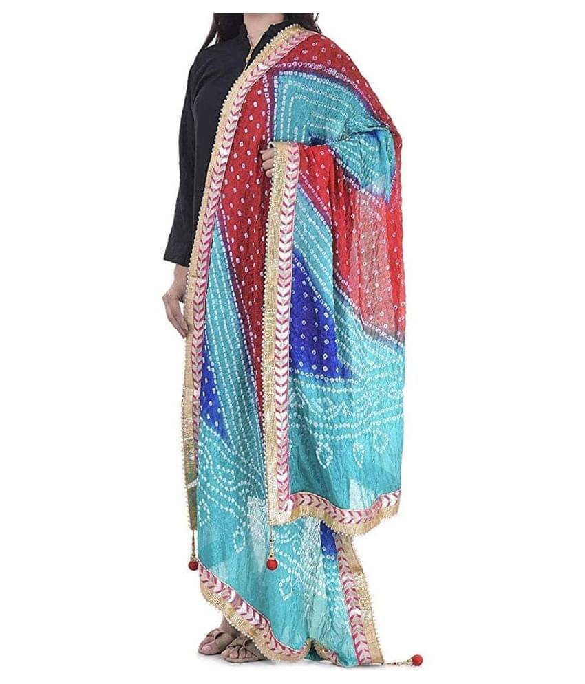 Raj Multicoloured Art Silk Bandhej Dupatta Raj Multicoloured Art Silk Bandhej Dupatta
