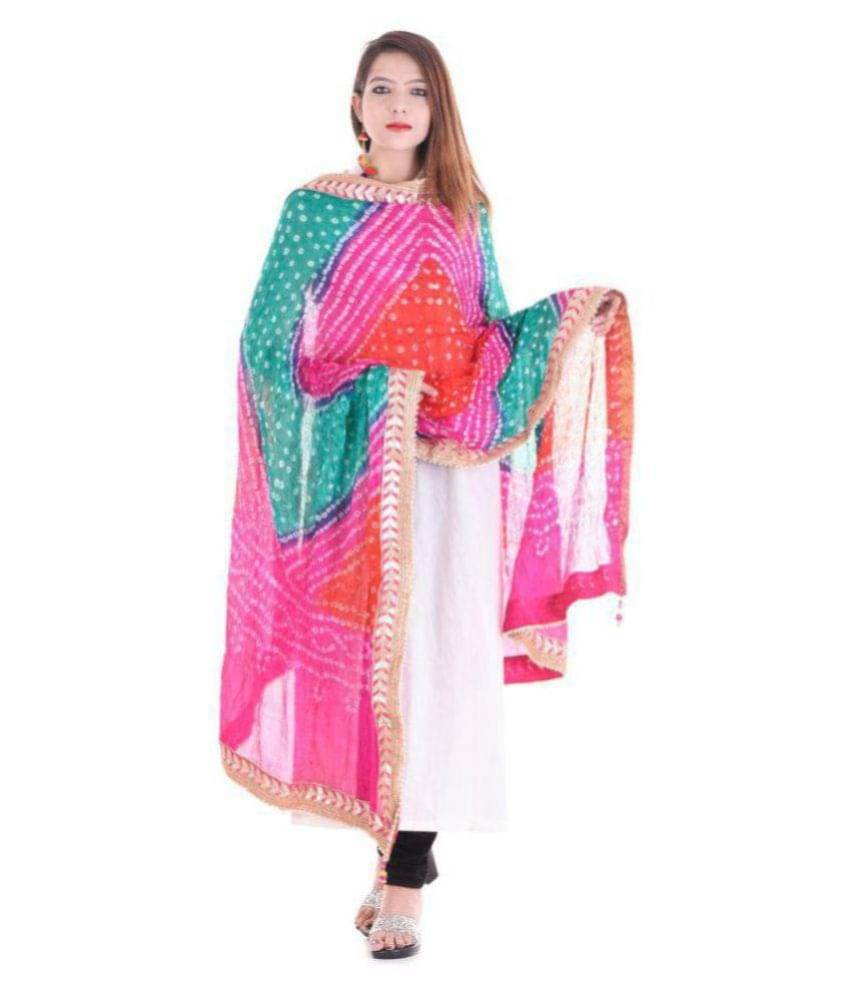 Raj Multicoloured Art Silk Bandhej Dupatta Raj Multicoloured Art Silk Bandhej Dupatta