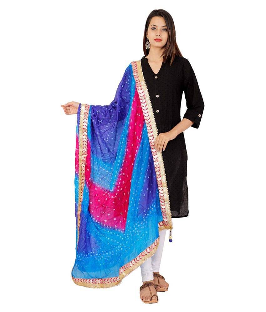 Raj Multicoloured Art Silk Bandhej Dupatta     			Raj Multicoloured Art Silk Bandhej Dupatta