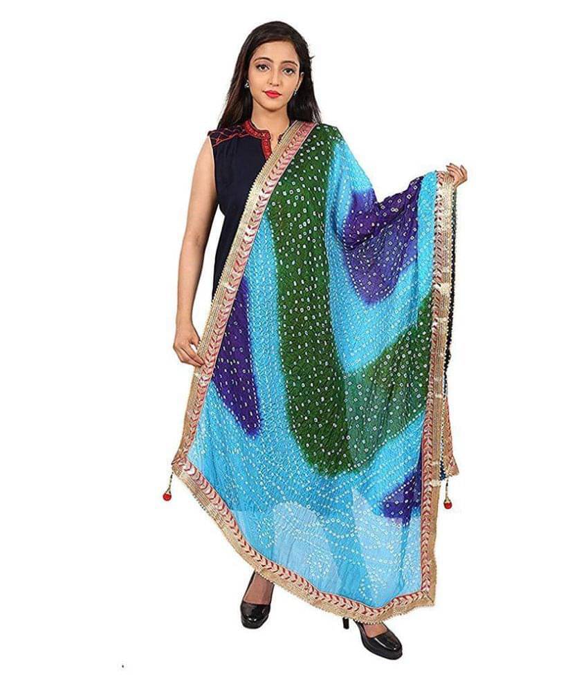 Raj Multicoloured Art Silk Bandhej Dupatta Raj Multicoloured Art Silk Bandhej Dupatta