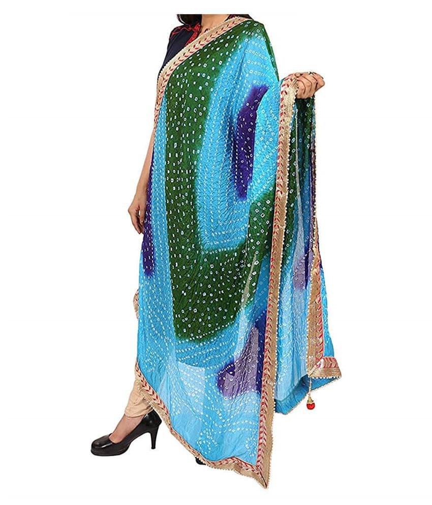 Raj Multicoloured Art Silk Bandhej Dupatta     			Raj Multicoloured Art Silk Bandhej Dupatta