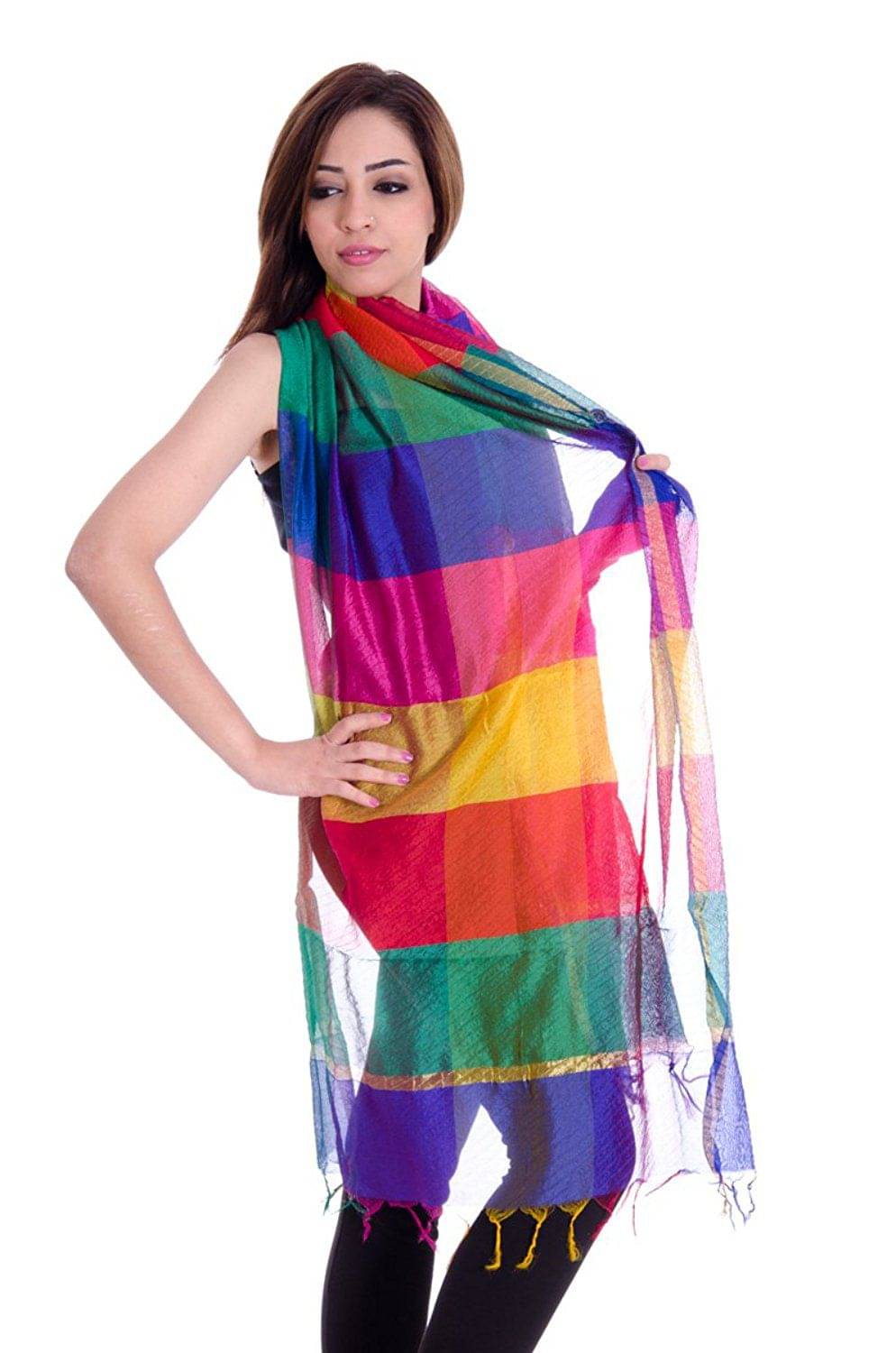     			Raj Multicoloured Bhagalpuri Silk Dupatta