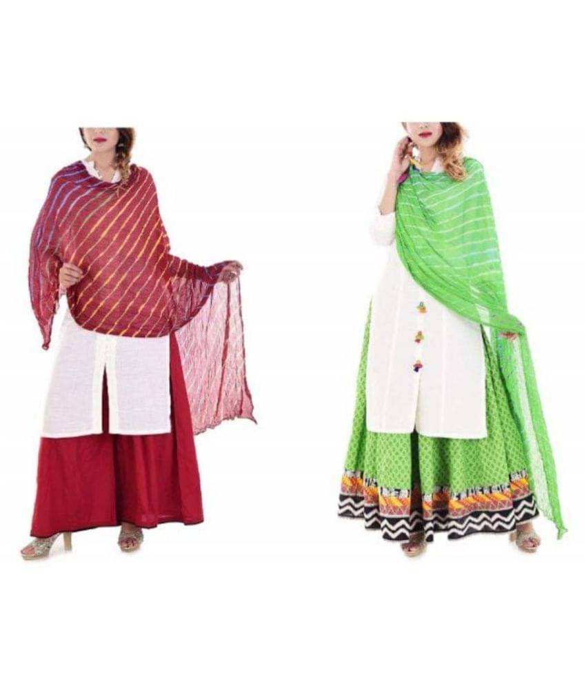     			Raj Multicoloured Chiffon Leheria Dupatta