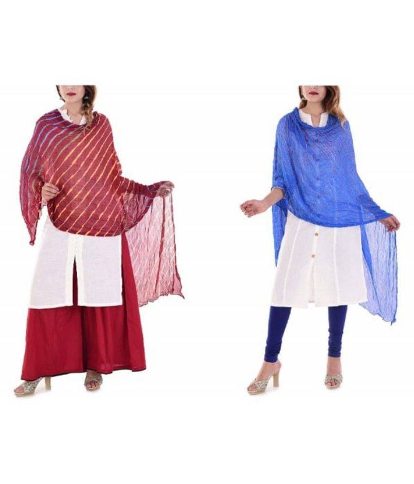 Raj Multicoloured Chiffon Leheria Dupatta     			Raj Multicoloured Chiffon Leheria Dupatta