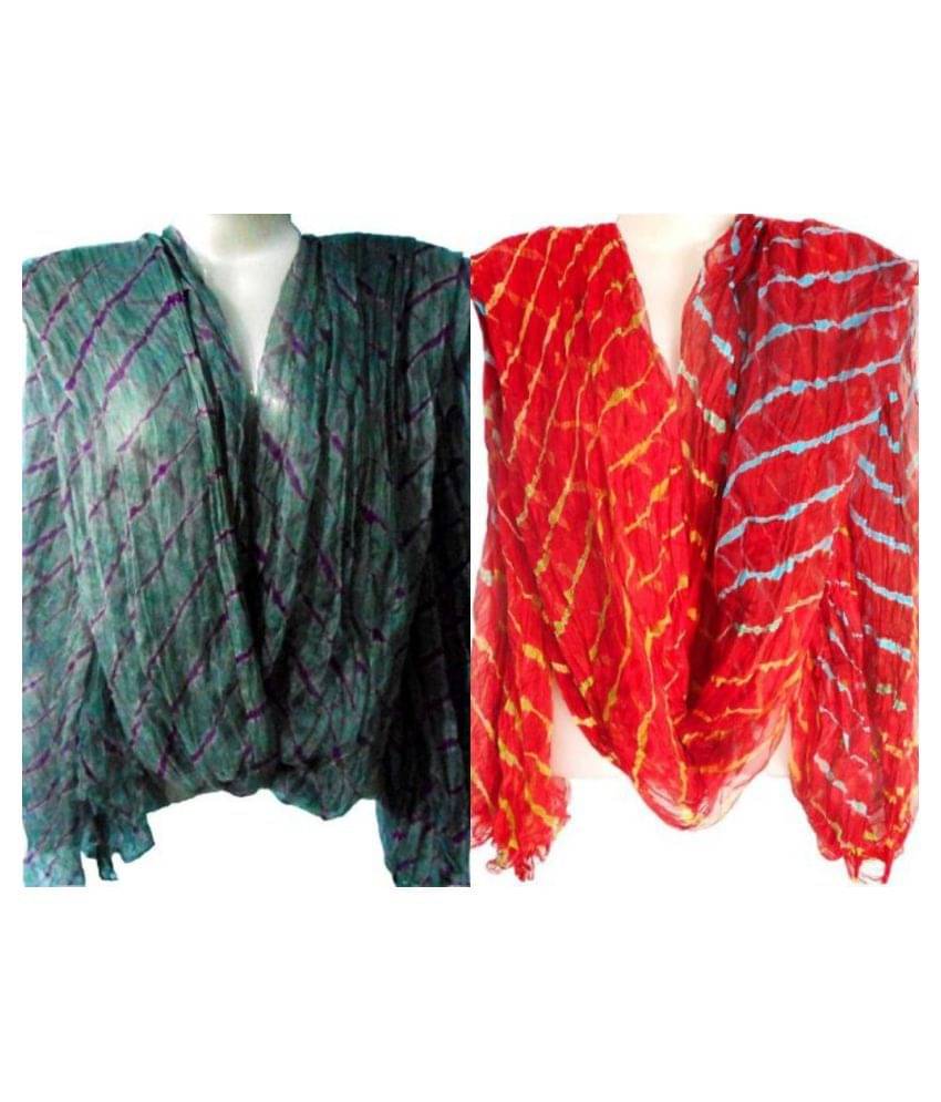 Raj Multicoloured Chiffon Leheria Dupatta Raj Multicoloured Chiffon Leheria Dupatta
