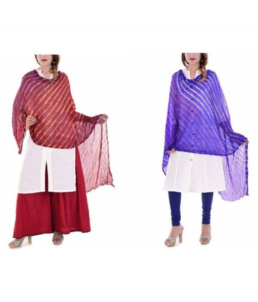 Raj Multicoloured Chiffon Leheria Dupatta     			Raj Multicoloured Chiffon Leheria Dupatta