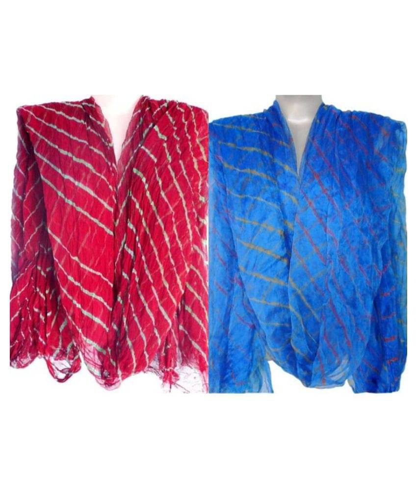 Raj Multicoloured Chiffon Leheria Dupatta     			Raj Multicoloured Chiffon Leheria Dupatta