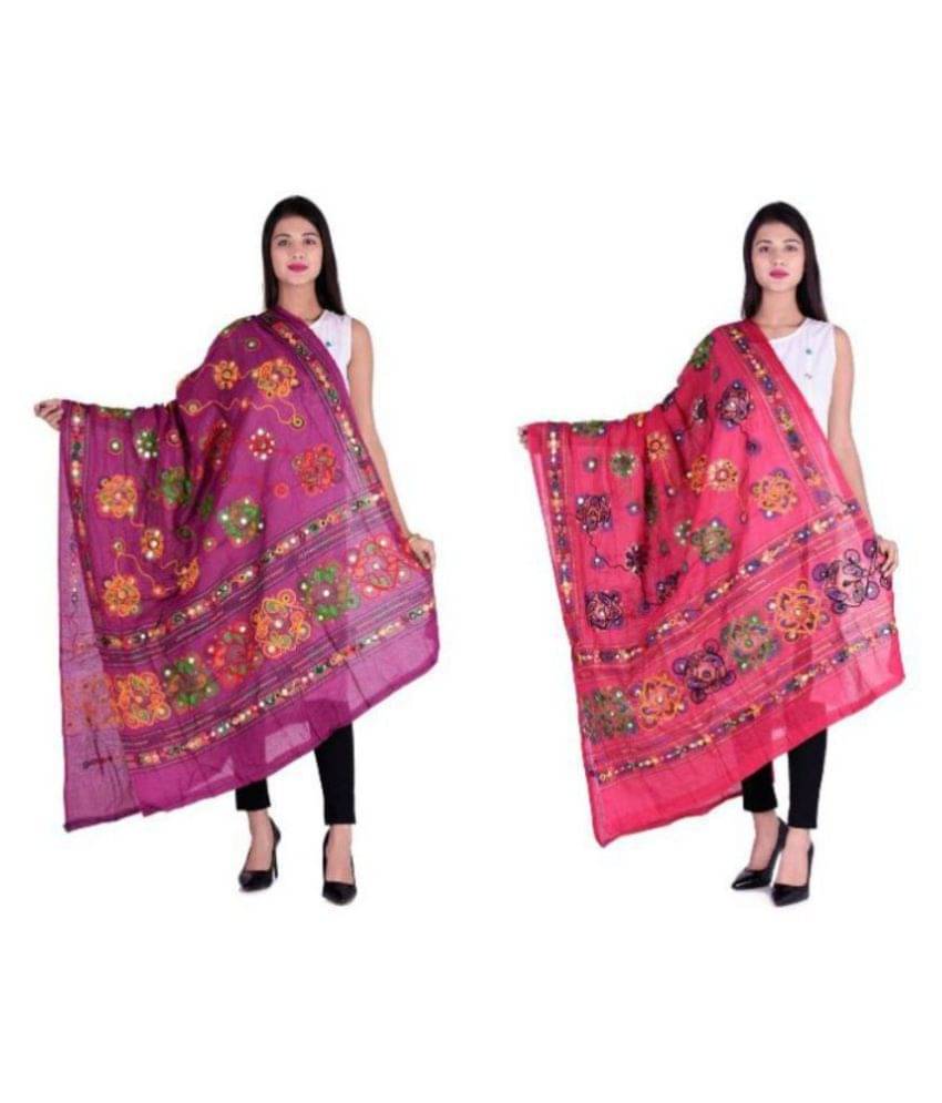 Raj Multicoloured Cotton Kutch Embroidered Dupatta Raj Multicoloured Cotton Kutch Embroidered Dupatta