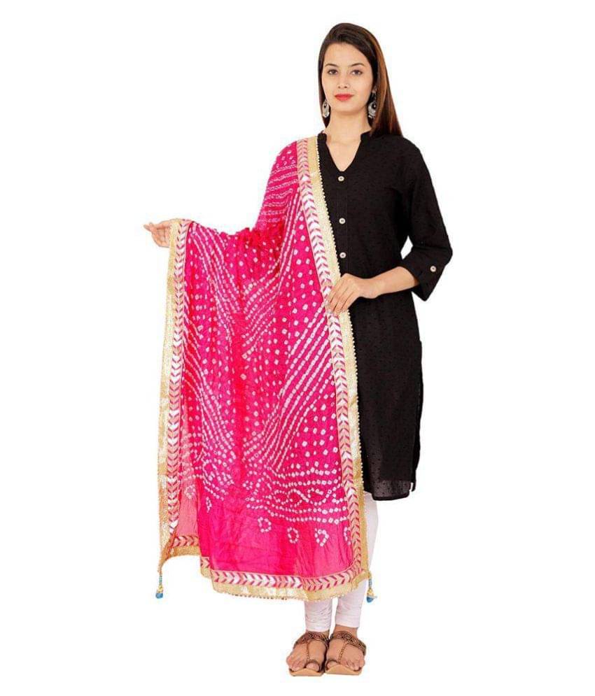 Raj Pink Art Silk Bandhej Dupatta Raj Pink Art Silk Bandhej Dupatta