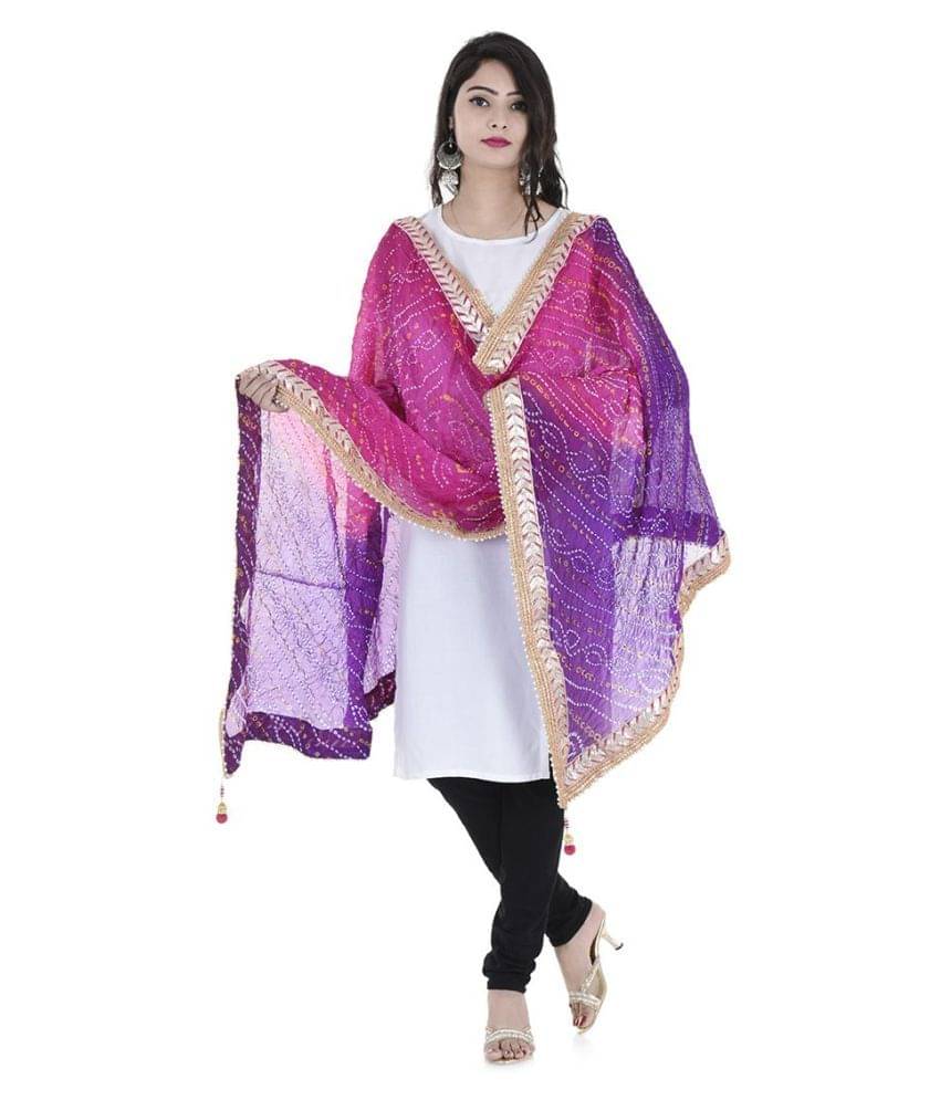 Raj Pink Art Silk Bandhej Dupatta Raj Pink Art Silk Bandhej Dupatta