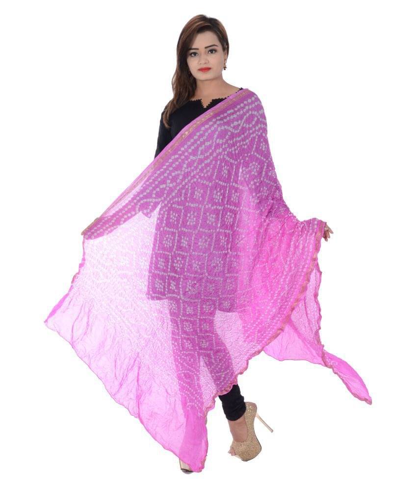 Raj Pink Art Silk Bandhej Dupatta Raj Pink Art Silk Bandhej Dupatta