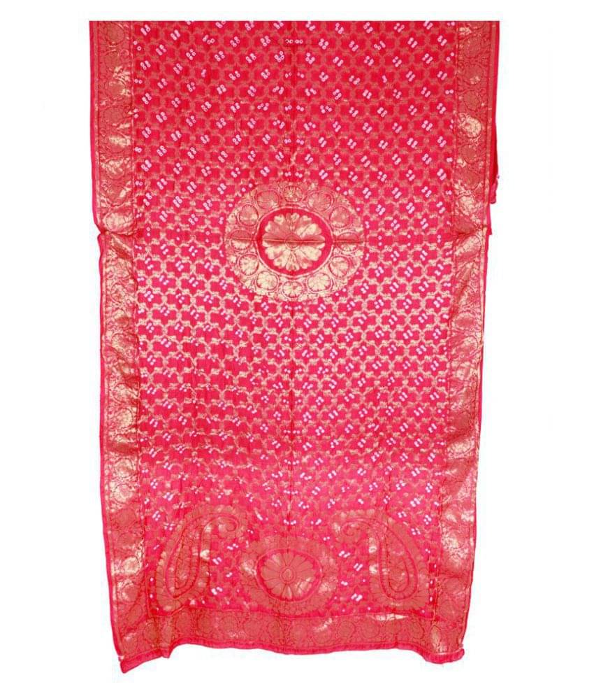Raj Pink Banarasi Silk Bandhej Dupatta     			Raj Pink Banarasi Silk Bandhej Dupatta