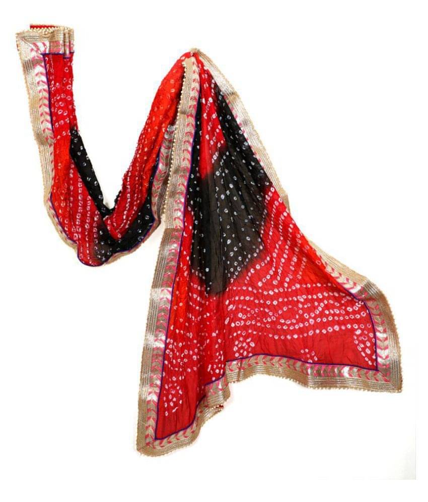 Raj Red Art Silk Bandhej Dupatta Raj Red Art Silk Bandhej Dupatta