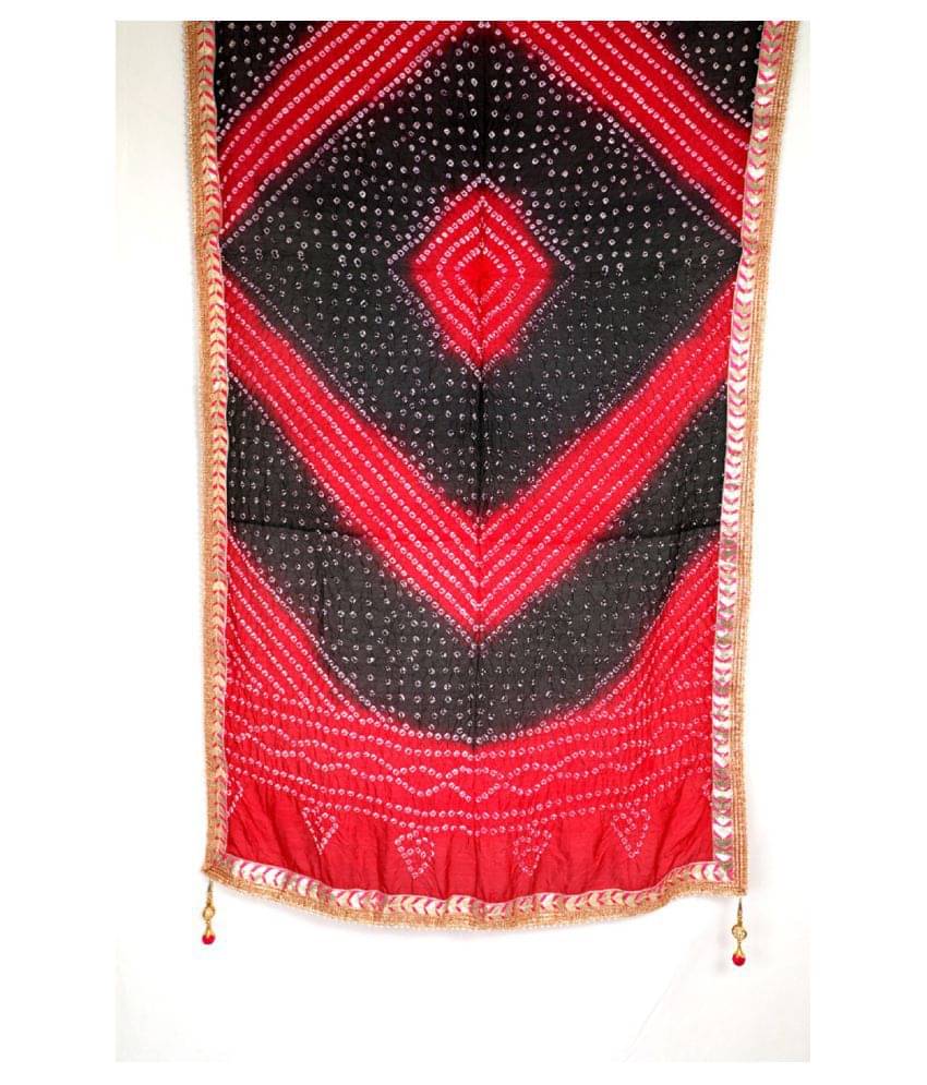     			Raj Red Art Silk Bandhej Dupatta