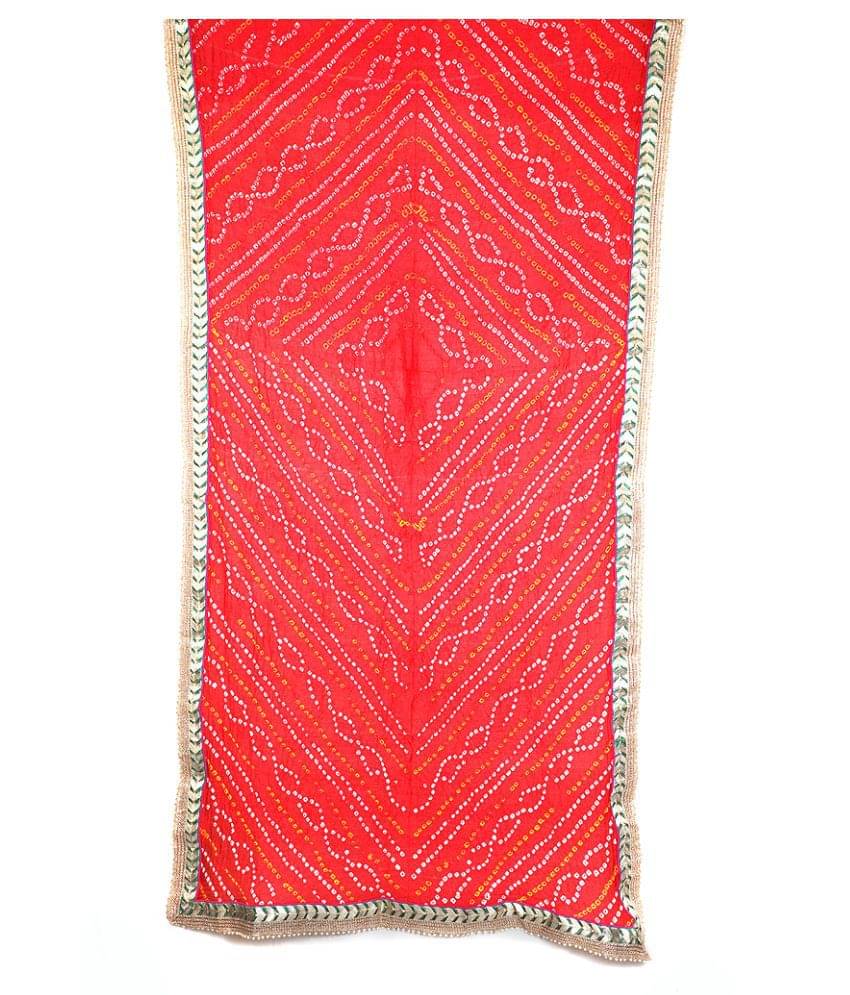 Raj Red Art Silk Bandhej Dupatta     			Raj Red Art Silk Bandhej Dupatta