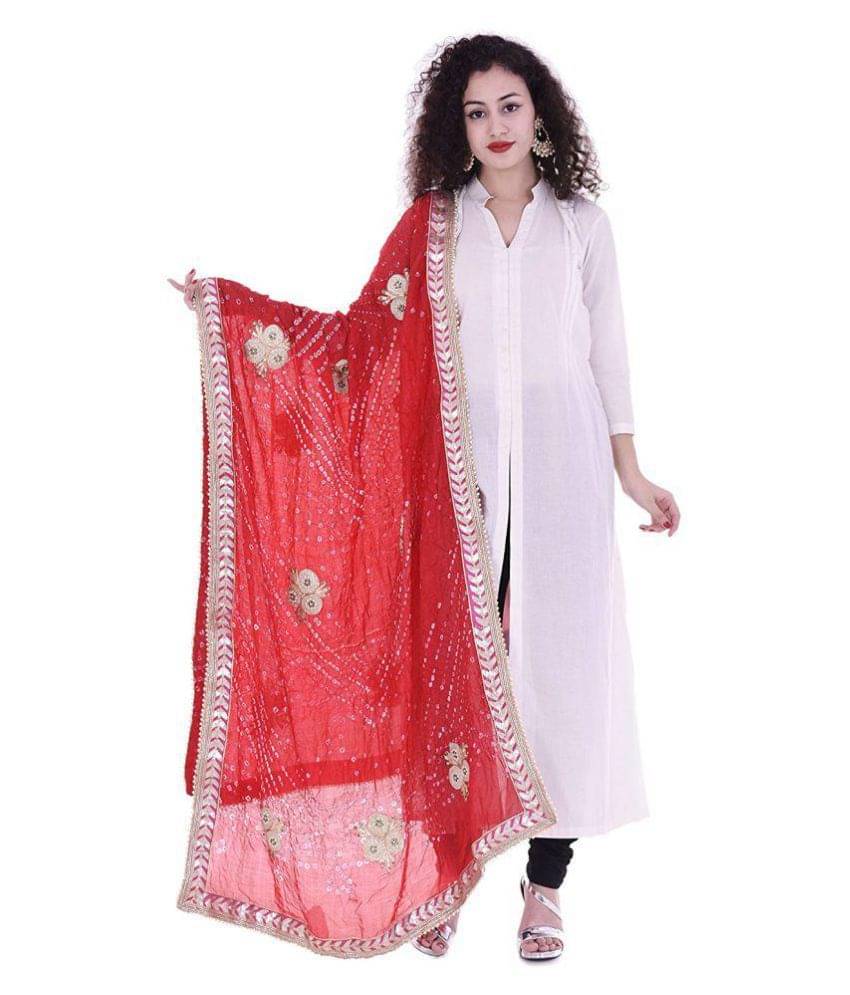 Raj Red Art Silk Dupatta     			Raj Red Art Silk Dupatta