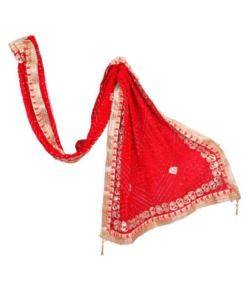     			Raj Red Art Silk Dupatta