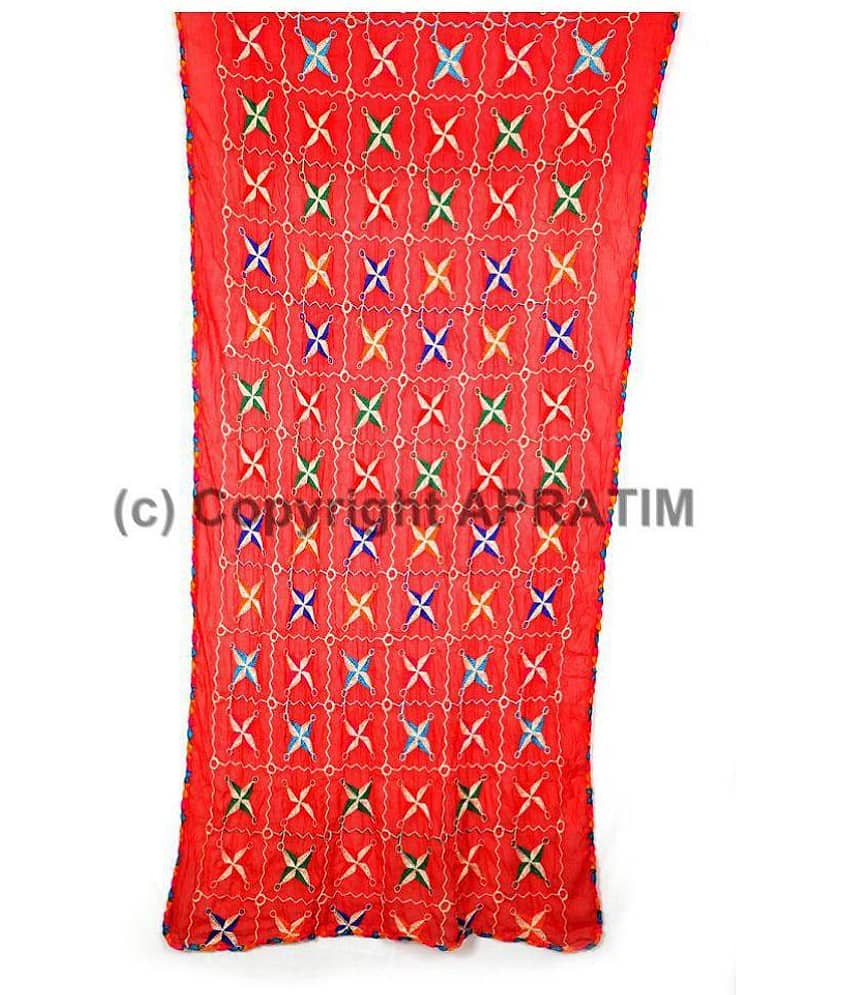 Raj Red Chiffon Dupatta - Dupattas & Shawls | Buy online on ZillyBuy