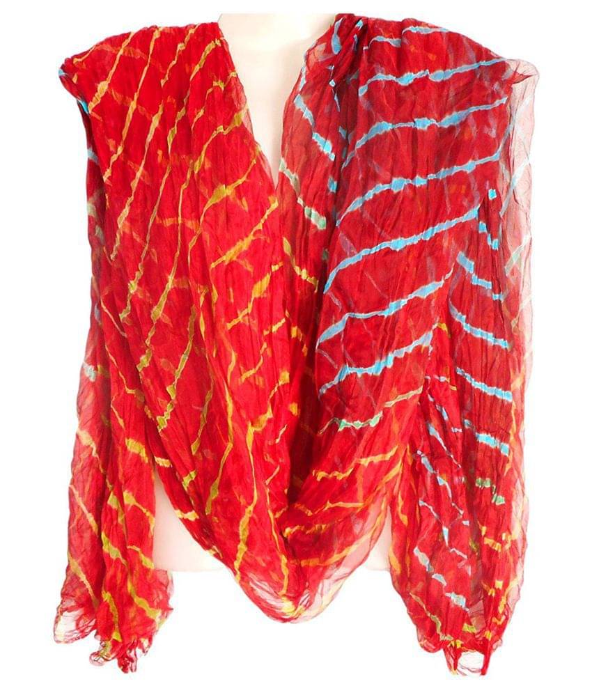 Raj Red Chiffon Leheria Dupatta Raj Red Chiffon Leheria Dupatta
