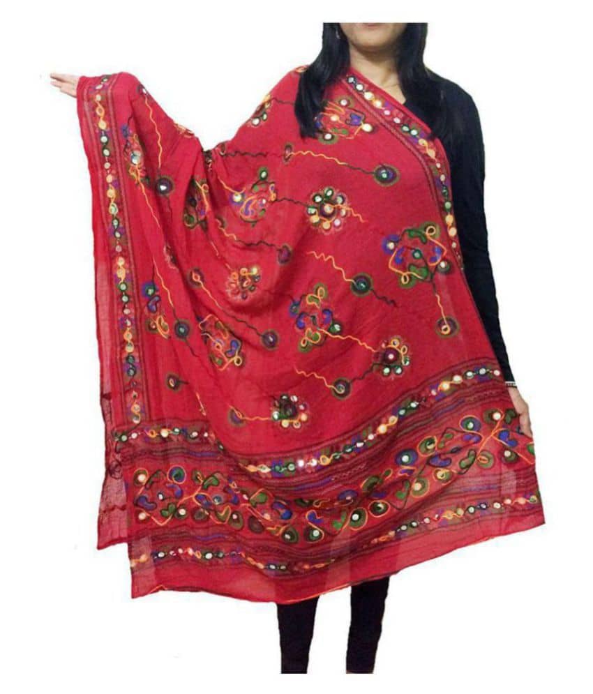 Raj Red Cotton Dupatta - Dupattas & Shawls | Buy online on ZillyBuy