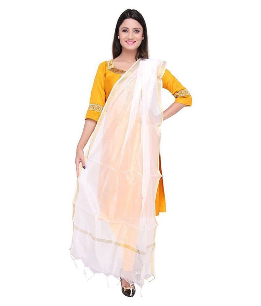 Raj White Chanderi Dupatta - Dupattas & Shawls | Buy online on ZillyBuy