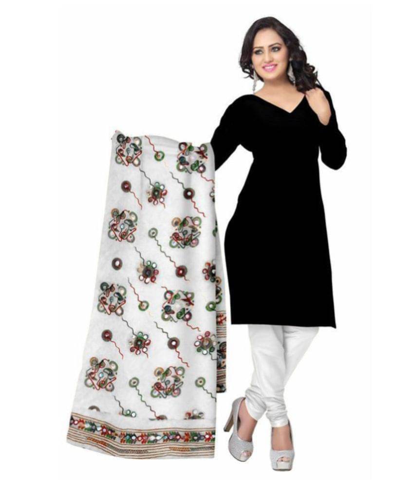 Raj White Cotton Aari Embroidered Dupatta Raj White Cotton Aari Embroidered Dupatta
