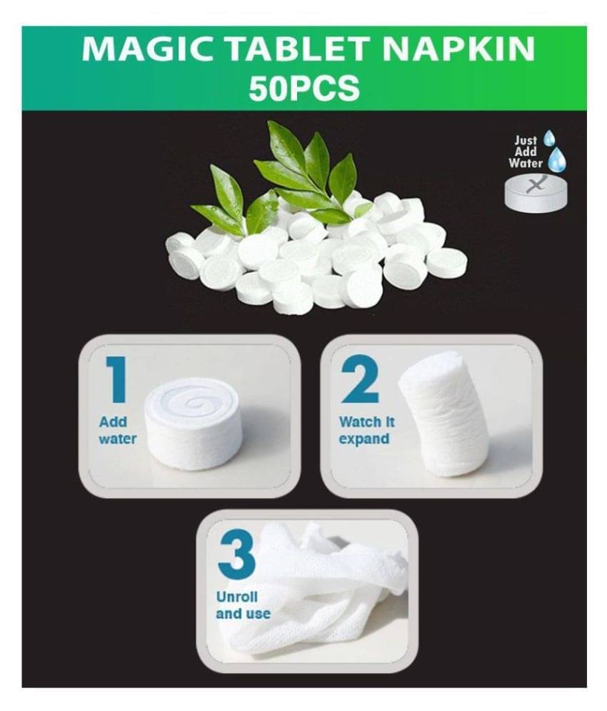 GINNI Magic Tablet Coin Tissue Mini Compressed Cotton Towel, Multi-Purpose Wipes Facial Tissues, Magic Napkin Expands With Water (50 Pcs) GINNI Magic Tablet Coin Tissue Mini Compressed Cotton Towel, Multi-Purpose Wipes Facial Tissues, Magic Napkin Expands With Water (50 Pcs)