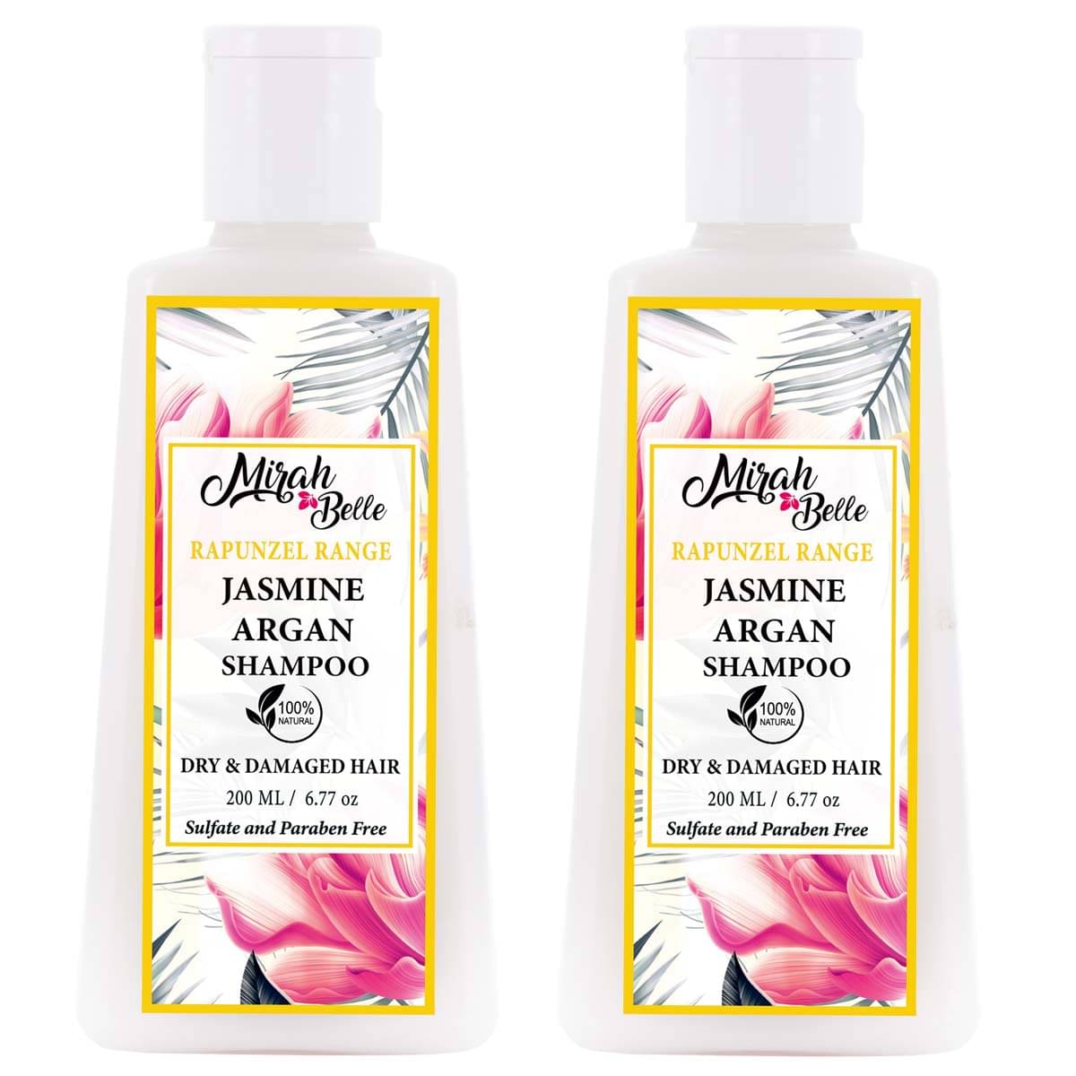 Mirah Belle Natural & Organic - Jasmine Argan For Dry & Frizzy Hair - Paraben Free Shampoo 200 mL Pack of 2 Mirah Belle Natural & Organic - Jasmine Argan For Dry & Frizzy Hair - Paraben Free Shampoo 200 mL Pack of 2