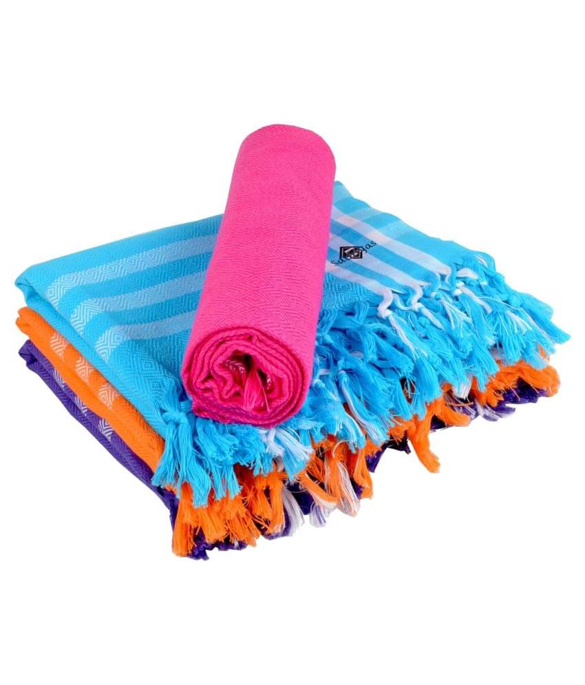     			Sathiyas Set of 4 Cotton Bath Towel Multi