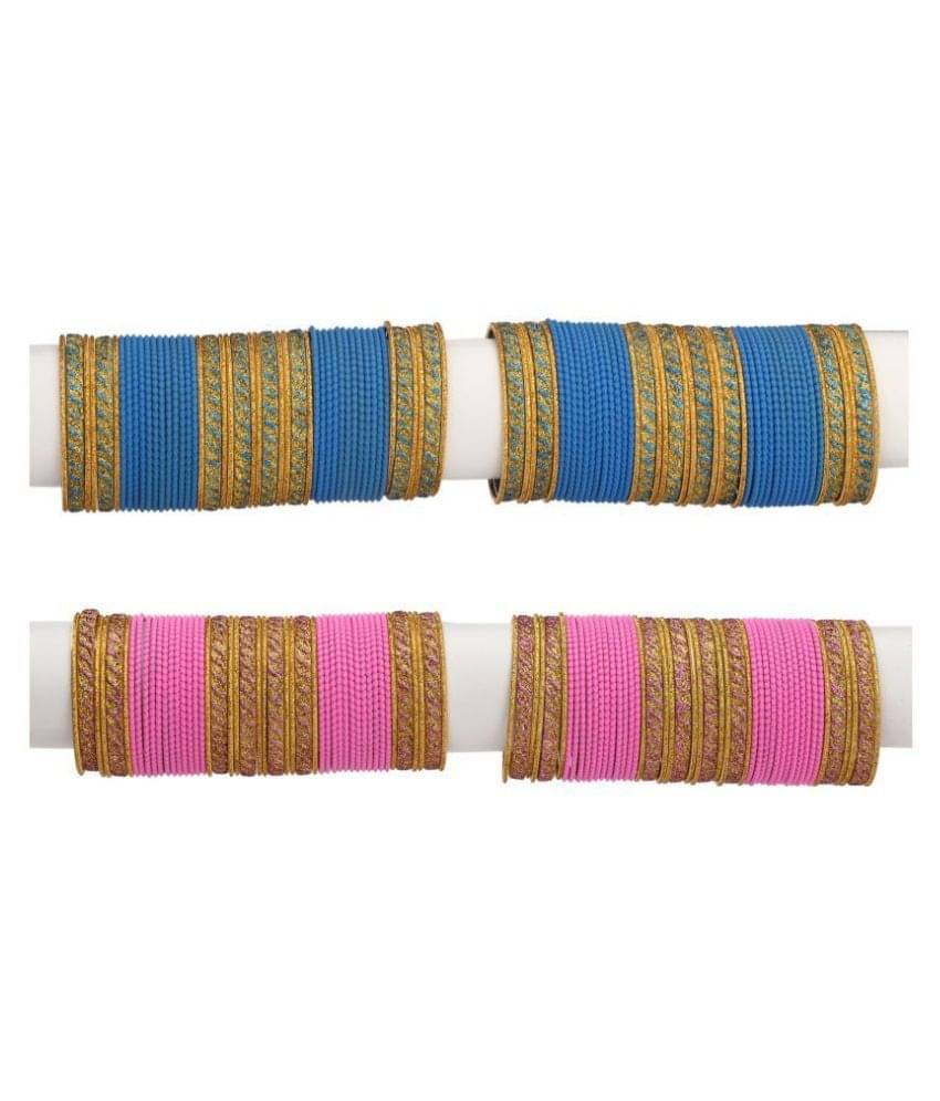 AFAST Designer Two Color Metal Bangle Set Of 96 Bangles Including 8 Kada & 16 Golden Bangles Round, Multicolor, Size-2.6 AFAST Designer Two Color Metal Bangle Set Of 96 Bangles Including 8 Kada & 16 Golden Bangles Round, Multicolor, Size-2.6