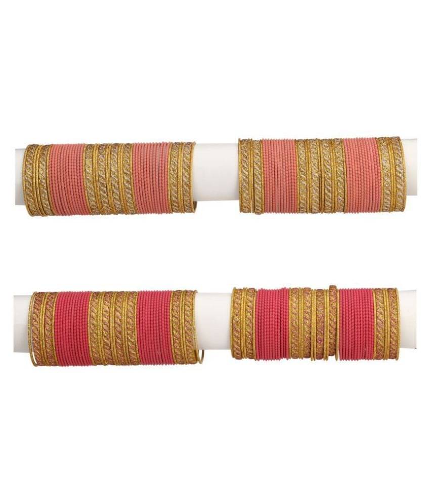     			AFAST Designer Two Color Metal Bangle Set Of 96 Bangles Including 8 Kada & 16 Golden Bangles Round, Multicolor, Size-2.6