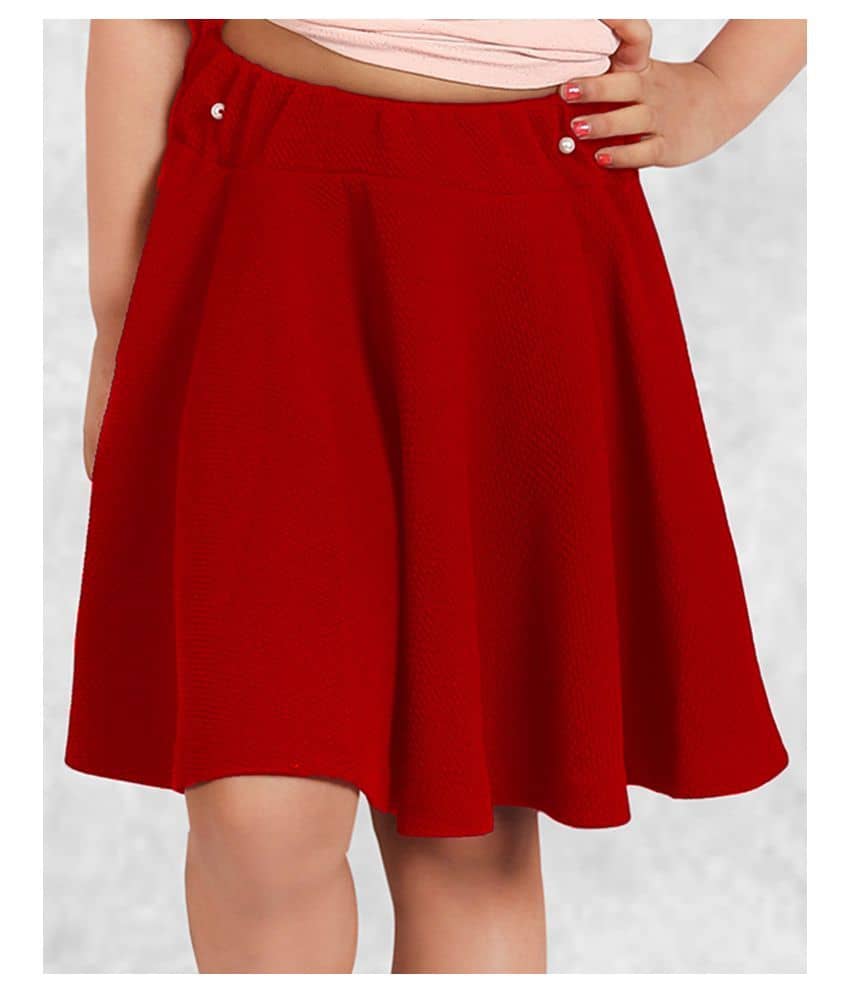 Addyvero Pack of 1 Girls Cotton Blend Skater ( Red ) - Shorts | Buy online on ZillyBuy
