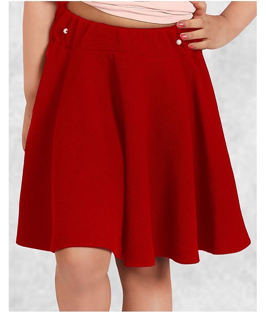 Addyvero Pack of 1 Girls Cotton Blend Skater ( Red ) - Shorts | Buy online on ZillyBuy