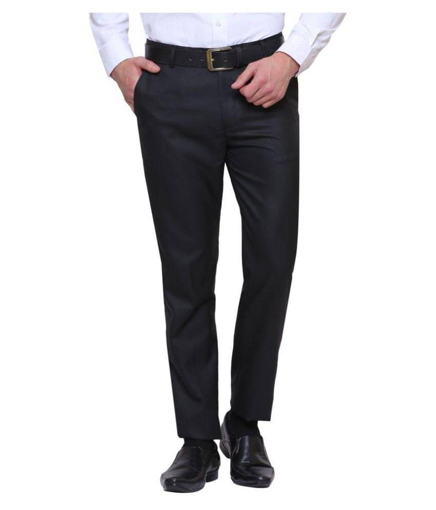     			Inspire Clothing Inspiration Black Slim -Fit Flat Trousers